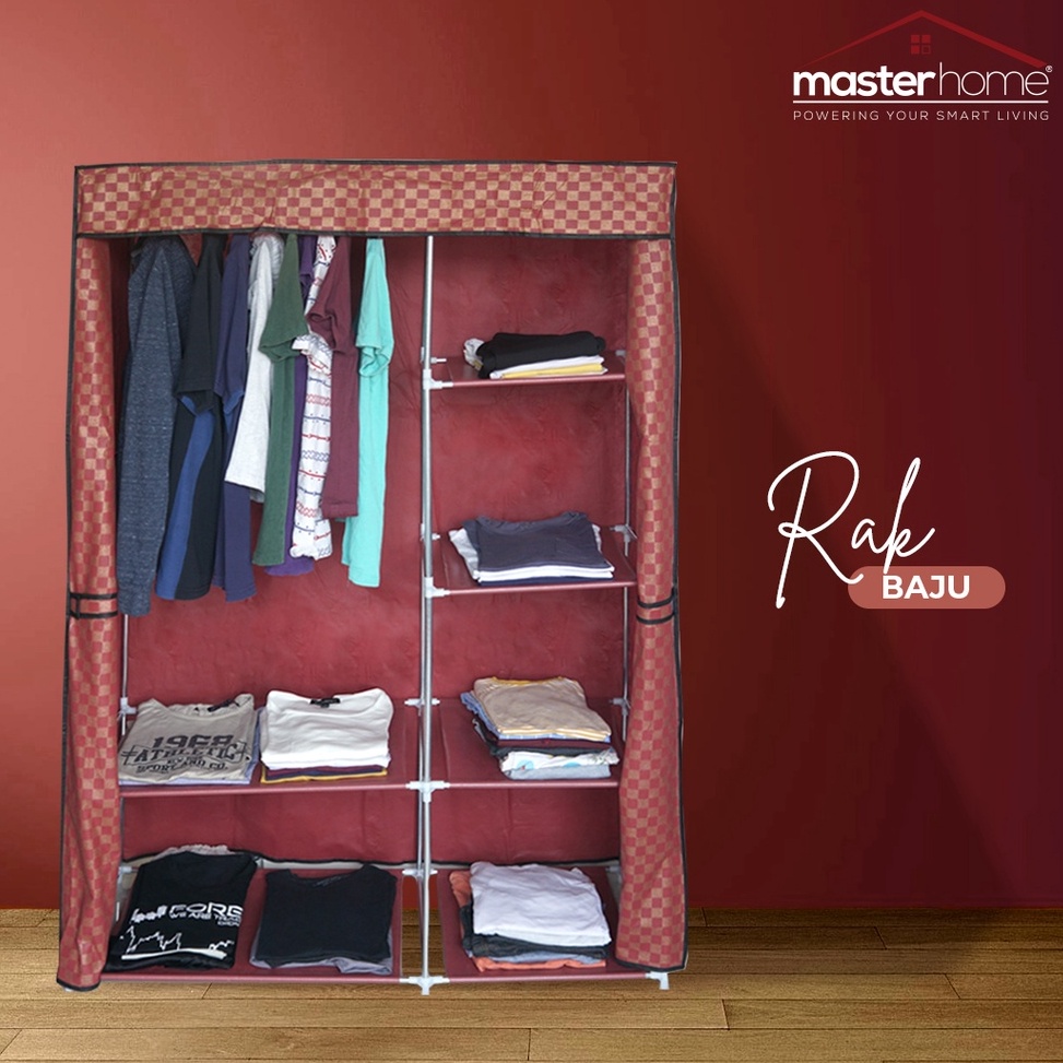 `Cha Masterhome Lemari Pakaian Medium | Lemari Portable | Lemari Baju | Rak Serbaguna Organizer | Te