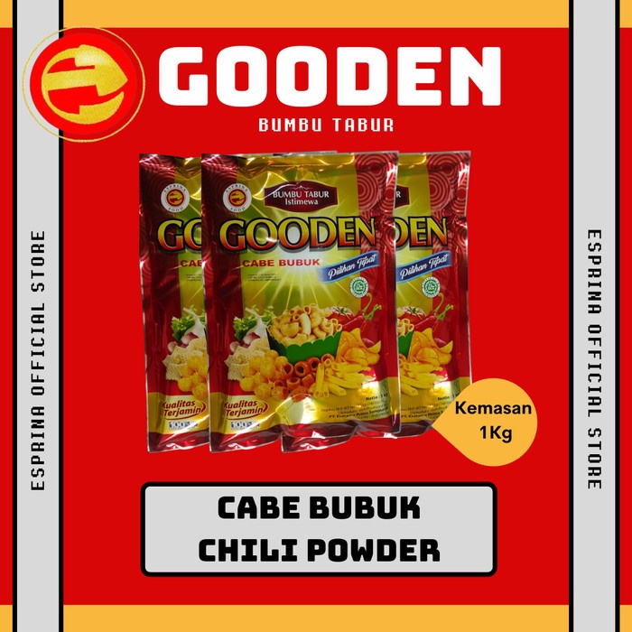 

Bumbu Tabur - Gooden - Cabe Bubuk - Chili Powder - Kemasan 1Kg