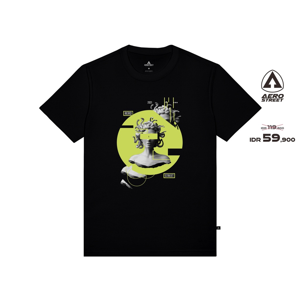 Aerostreet T Shirt Medusa Hitam Kaos T-Shirt Tshirt AABAA