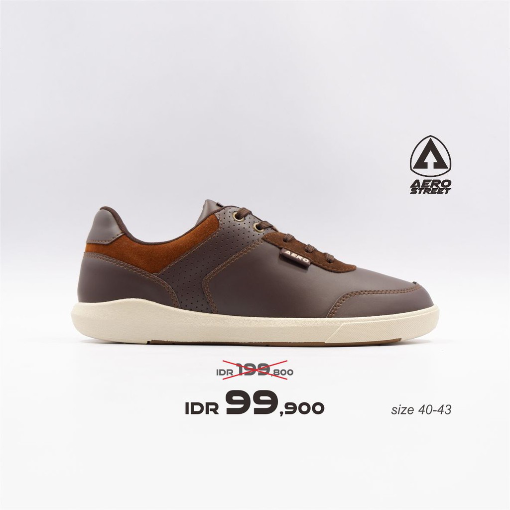 Aerostreet 40-43 Arthur Coklat Tua - Sepatu Sneakers Casual Sport Sekolah Pria Wanita Aero Street