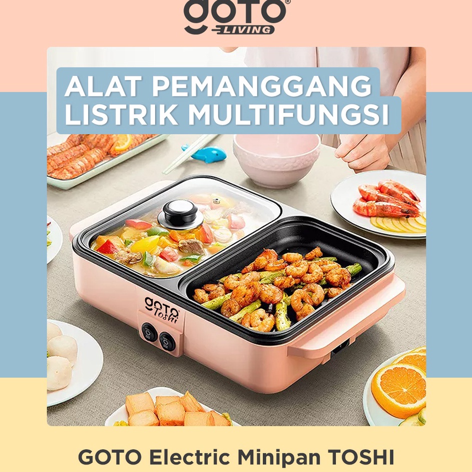 ☈➸❋✦ Goto Toshi Minipan Electric Hotpot Alat Panggangan Grill Pan BBQ 2in1