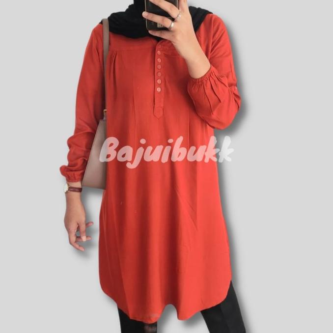 New Sale Tunik Polos Rayon Orange Bata Stok Terbatas