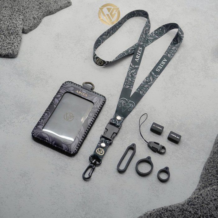 

HRG DISKON ZK Lanyard Zodiak Series Printing Plus Holder ID Card Leahter - Grey