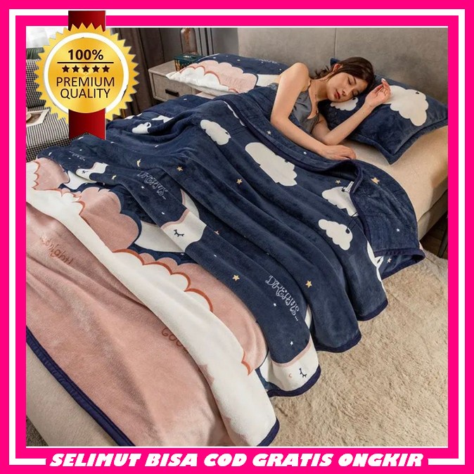 Selimut Bulu Jumbo Extra Tebal Import Slimut Anak Karakter Bulu Lembut Halus Selimut Karakter Dewasa