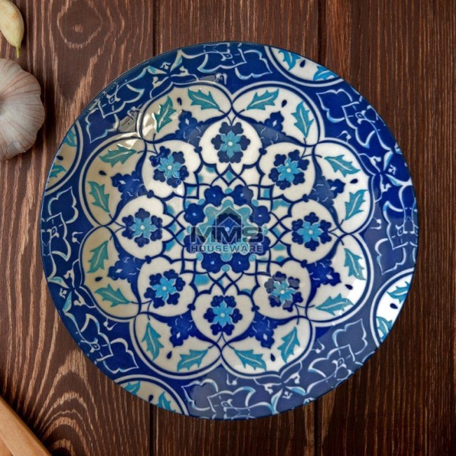 ¯ jm WHITE LINE 1 Pcs VINCA Blue Dinner Plate 9 inch | Piring Makan 23cm y Promo ★★★.