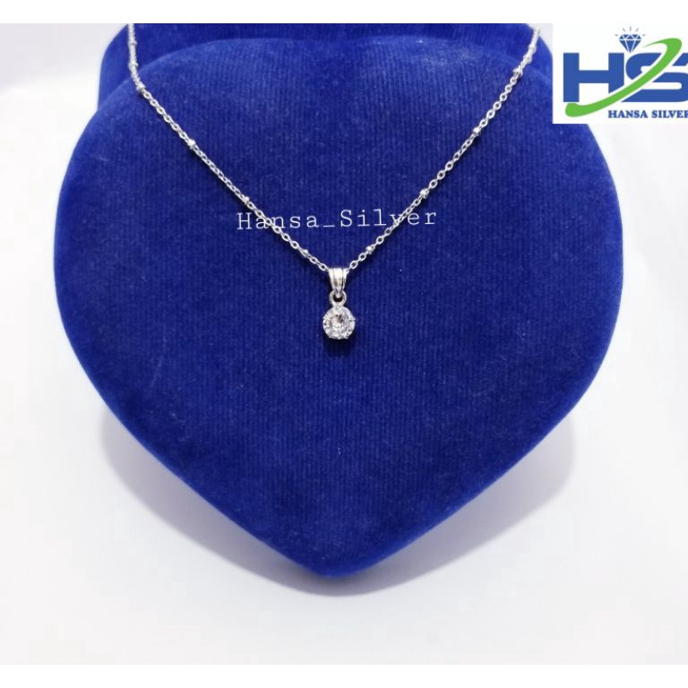 Pilih Ini0w0Vk Kalung Perak Wanita Silver Asli 925 Lapis Emas Putih Rantai Jedar Liontin desi - Kalu