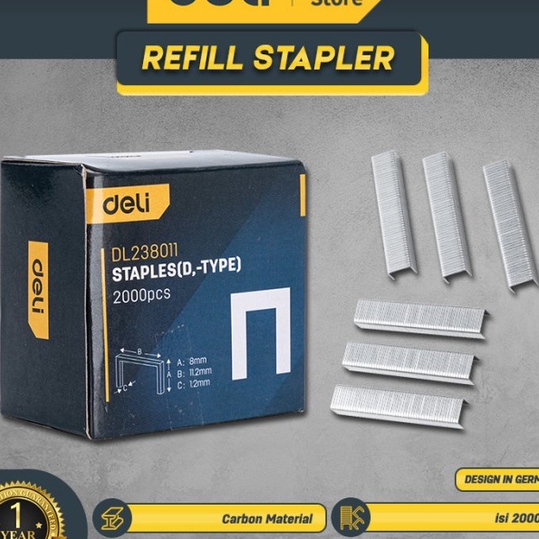 

(7R☑.M☎] Deli Refill Stapler / Isi Ulang Refill Staples 8 x 11.2 x 1.2mm*2000pcs Perkakas EDL238011kekiniian.!