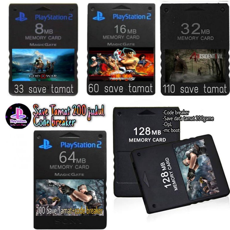 Ready.. MEMORY CARD PS2 8MB-128Mb 33-200 SAVE TAMAt RNK