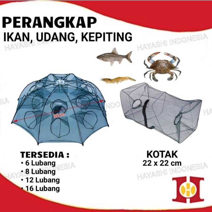Perangkap Ikan / Bubu Ikan / Jebakan Ikan Udang Kepiting 6,8,16 Lubang