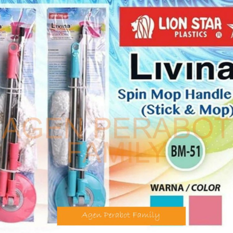 ➔LOr Tongkat Alat Pel Lantai / Livina Spin Mop Handle Set Lion Star BM 51 ❋ ✫