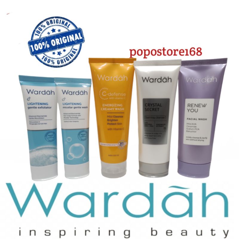 WARDAH FACIAL FACE WASH/ LIGHTENING MICELLAR GENTLE WASH/ LIGHTENING GENTLE EXFOLIATIOR/ CRYSTAL SEC