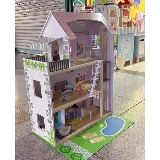 Playtive Dollhouse Mainan Rumah Boneka -Mainan Rumah Barbie Kayu Halu