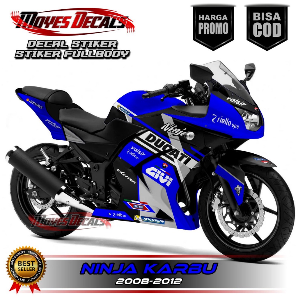 Decal Ninja 250 Karbu stiker Fullbody MOTIF DUCATI