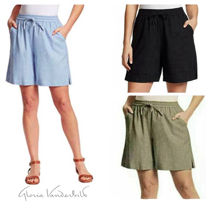 Manchu Celana Wanita - Gloria Vanderbilt Linen Shorts Original