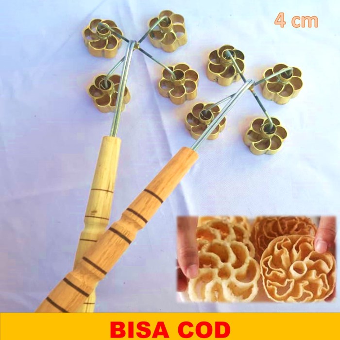 Cetakan Kembang Goyang Mini Isi 4 Kuningan Anti Lengket