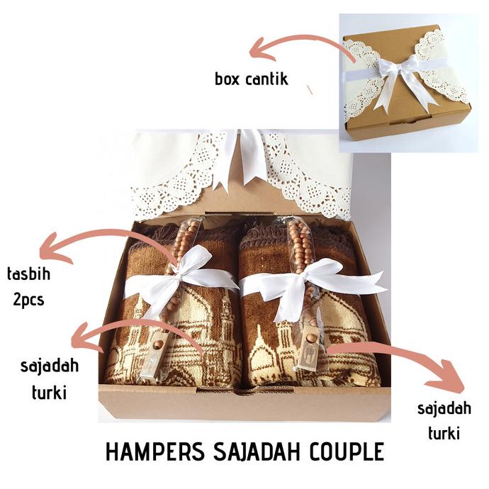 

HAMPERS KADO ULANG TAHUN/PENGANTIN SAJADAH COUPLE FREE TASBIH