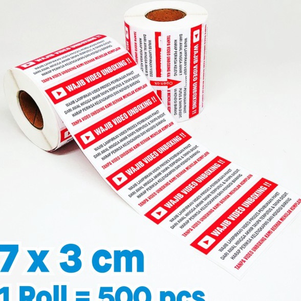 

(».Q7I☛) Stiker Label Wajib Video Unboxing 7 x 3 cm (1 roll isi ±500 pcs)- viiral.!