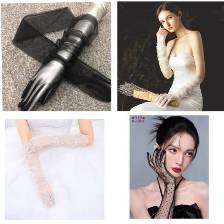 Bayar ditempat sarung tangan tule tile gloves polos / polkadot COD