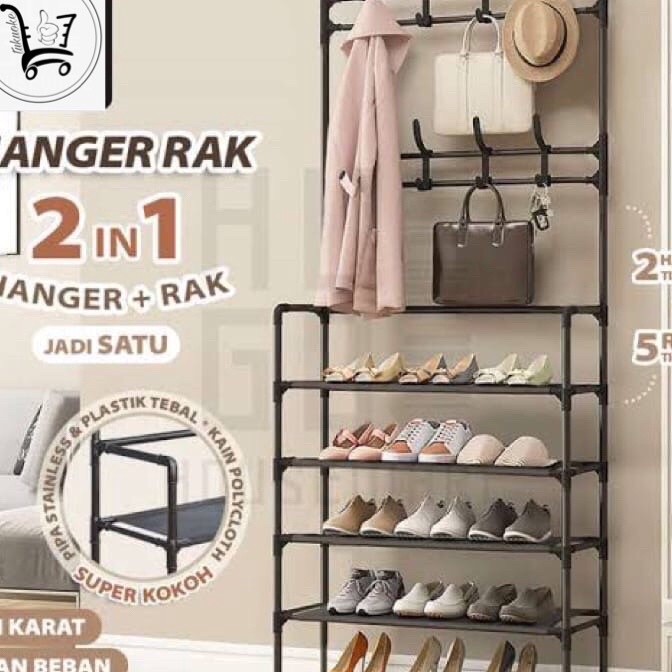 (T-I✓➤2> [JR-06] RAK GANTUNGAN BAJU HANGER SERBAGUNA TAS STAND HANGER RAK SEPATU PENYIMPANAN TOPI RA