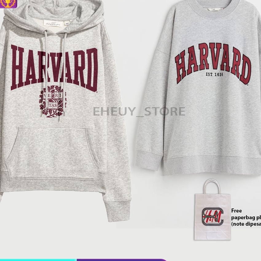 [✔Q»P-9) Hoodie H*M Harvard Grey Crewneck Harvard ORIGINAL FULLTAG sweater wanita priatop.produks.