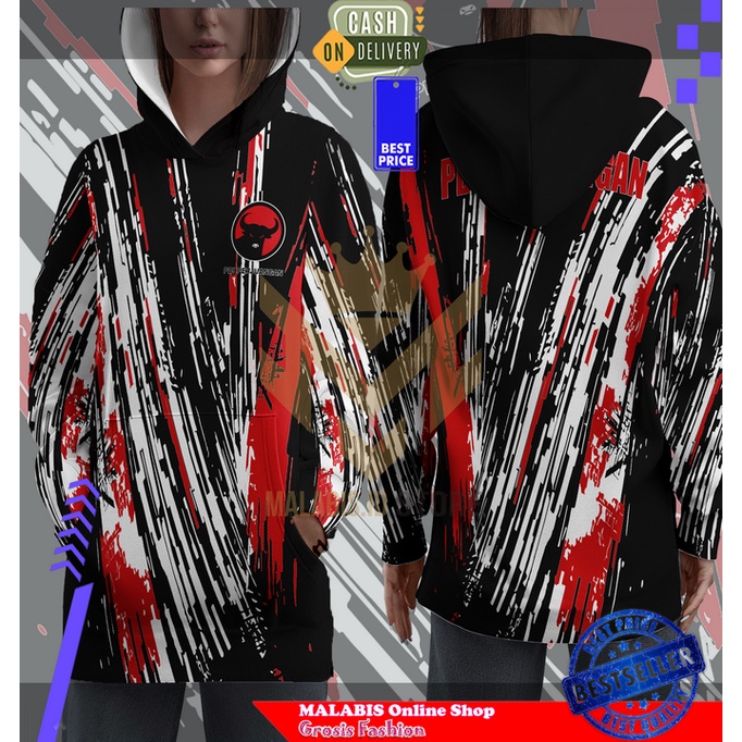 Jaket Hoodie Partai PDI Perjuangan 2023 2024  FULLPRINTING Wanita Premium Terbaru Art 2
