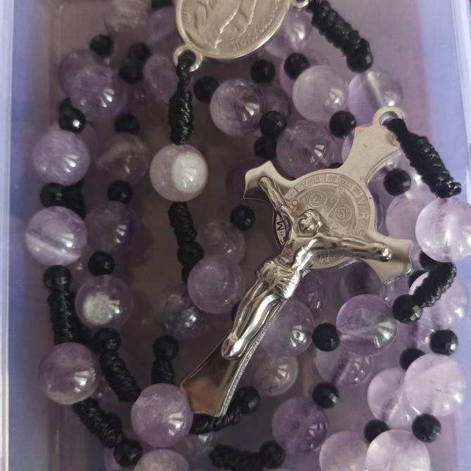 rosario batu kecubung salib benediktus titanium