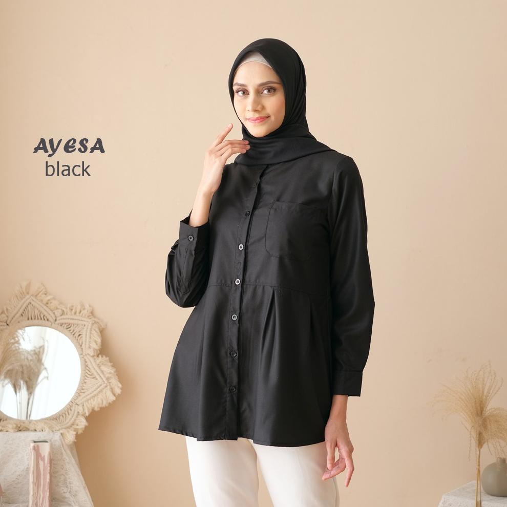 PROMO GIL44 COD - M, L, XL, XXL - ORIGINAL Ayesa Top SKU ke 1 - Pakaian Kemeja Kerja Wanita by Hijab