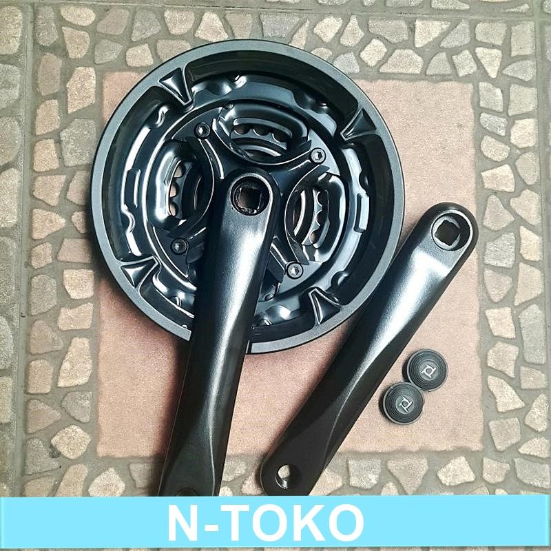 CRANK MTB ALLOY HITAM 175mm 24-34-42T Sepeda Sparepart Termurah