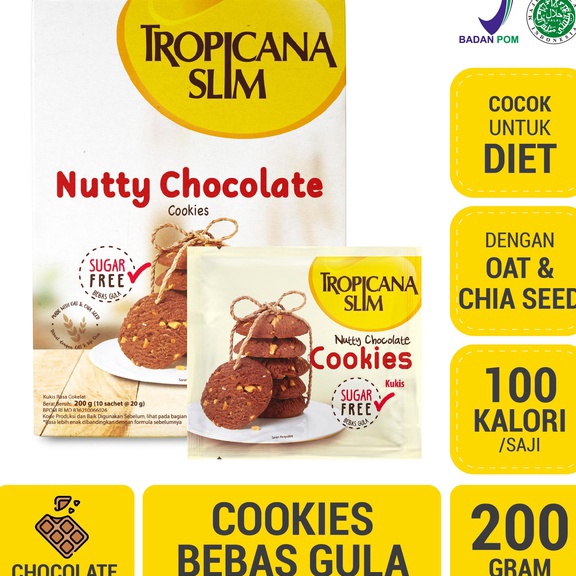 

[♪T➛2 U) Tropicana Slim Nutty Cookies Chocolate 200gr - Snack Biskuit Diet Rendah Kalori Bebas Gula /berrkualitas㊠!