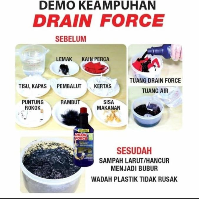 DRAIN FORCE 1800 /ANTI SUMBAT /OBAT WC MAMPET AMPUH/SALURAN MAMPET