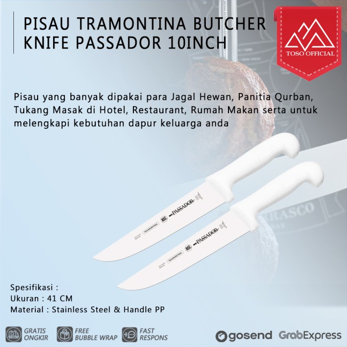 Pisau Tramontina Butcher Knife Passador 10" Pisau Sembelih 24421/080
