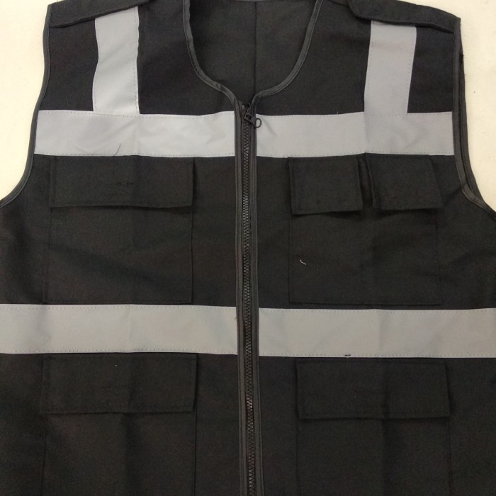 Bestseller Rompi Safety Proyek Drill Hitam Termurah / Rompi Drill Safety Hitam