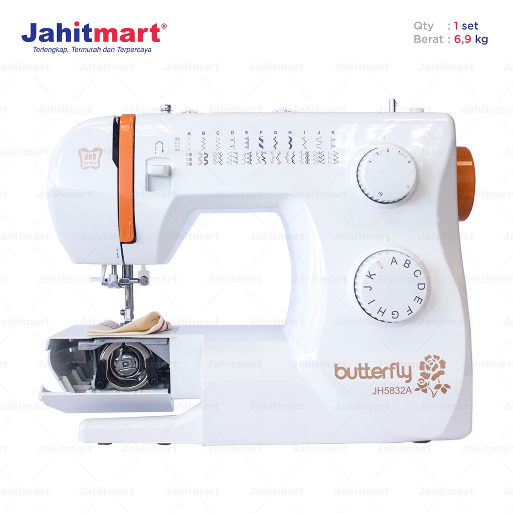 Mesin Jahit Butterfly Jh5832A Portable Multifungsi
