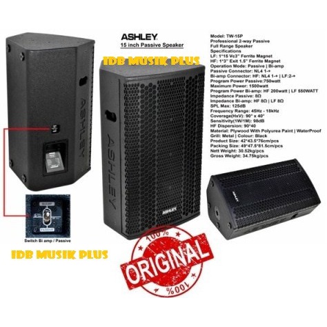 Speaker Pasif 15 Inch Ashley Tw15P Tw 15P Tw15 P Original Ashley