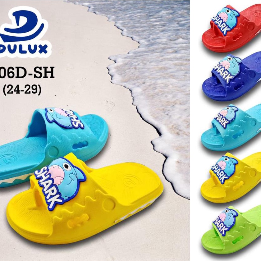 (㊠C✔Y-L> DX-306D-SH Sandal Jepit Kokop Anak Laki Laki Karakter Ikan Baby Shark Merek Dulux Ukuran 24