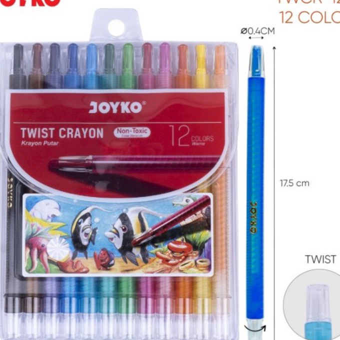 

[HI✪.2❦> Krayon Putar Panjang 12 Warna Twist Crayonberrkualitas.