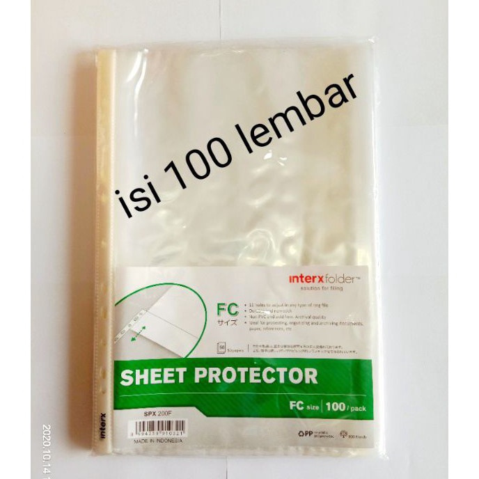 

(✮M9/N☑> PP Pocket Folio InterX isi 100 Lembar / Sheet Protector F4 Inter X (pak 100) -treending..!