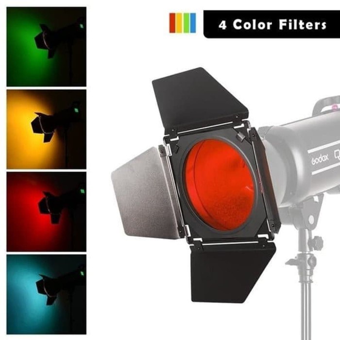 Godox Bd-04 Barndoor Honeycomb Grid 4 Color Filter For Sl60W Sk400Ii Berkualitas