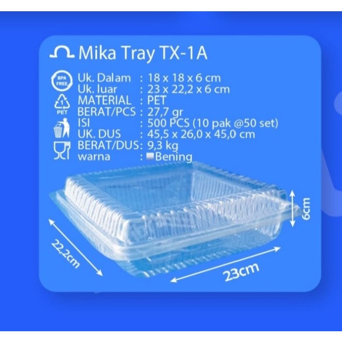Terlaris 500Pcs Mika Tray Tx 1A / Mika Bolu