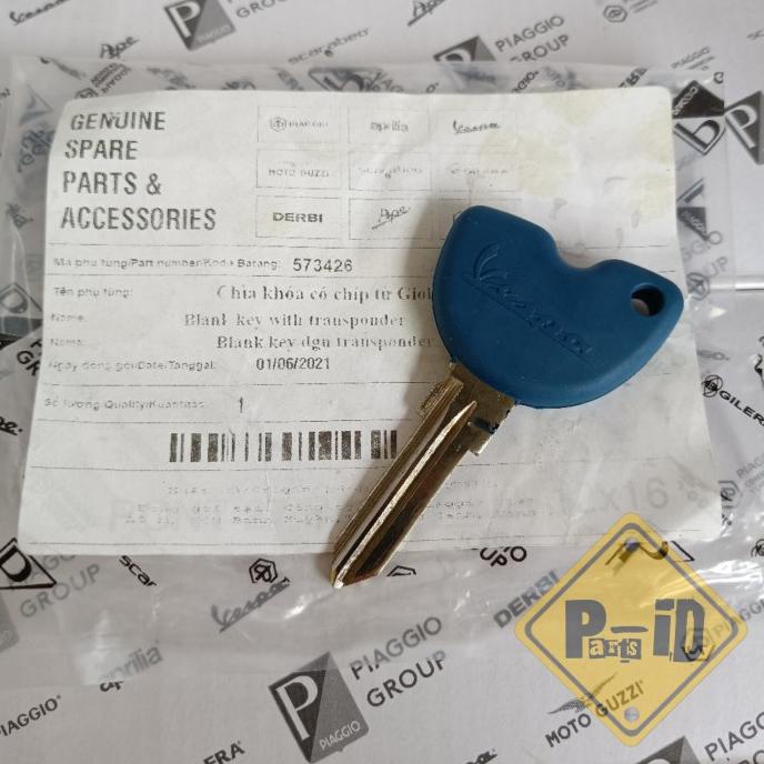 KUNCI BIRU WITH TRANSPONDER (CHIP) ALL VESPA MATIC. ORIGINAL 100%