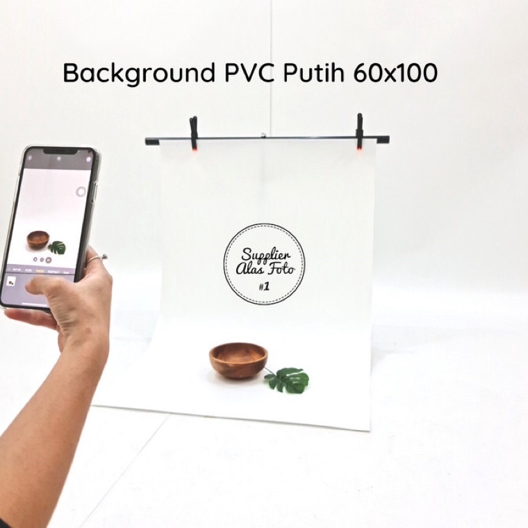 MURAH SAF Paket mini stand + pvc background foto PUTIH / backdrop photo polos