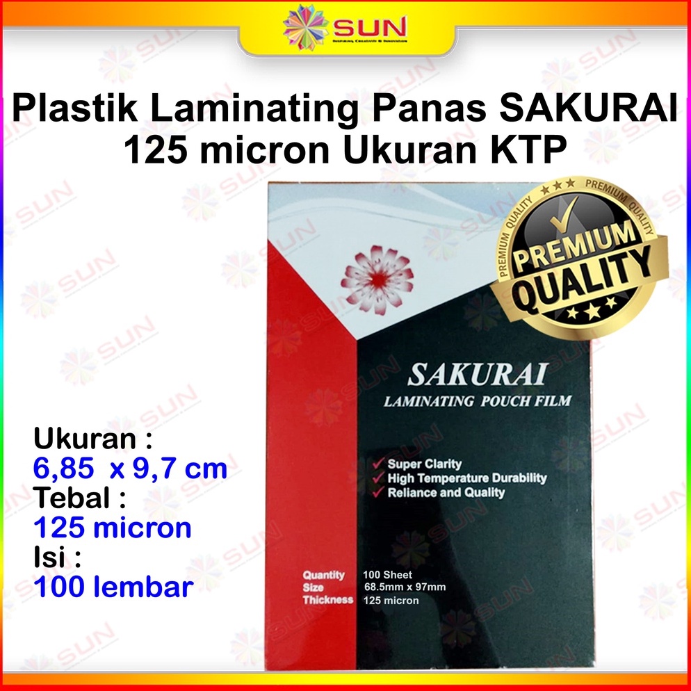 

Harga Murah`Plastik Laminating Laminasi Panas KTP SIM ID Card Sakurai Hot Laminating 80 micron / 125 micron / 250 micron