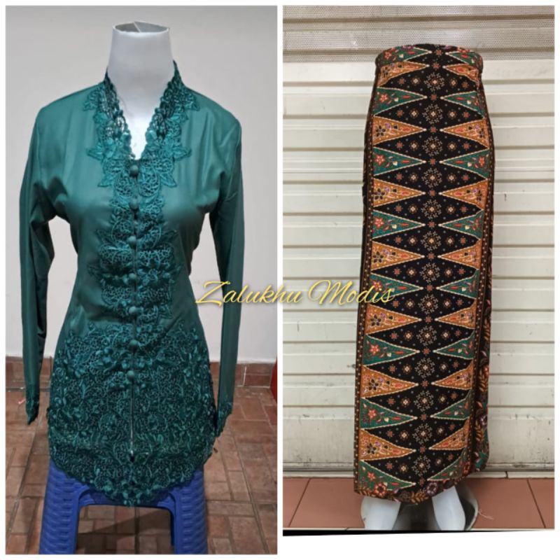 Setelan Kebaya Encim Bordir Polos Lengan Panjang / Kebaya Seragam Kerja / Atasan Kebaya Wanita