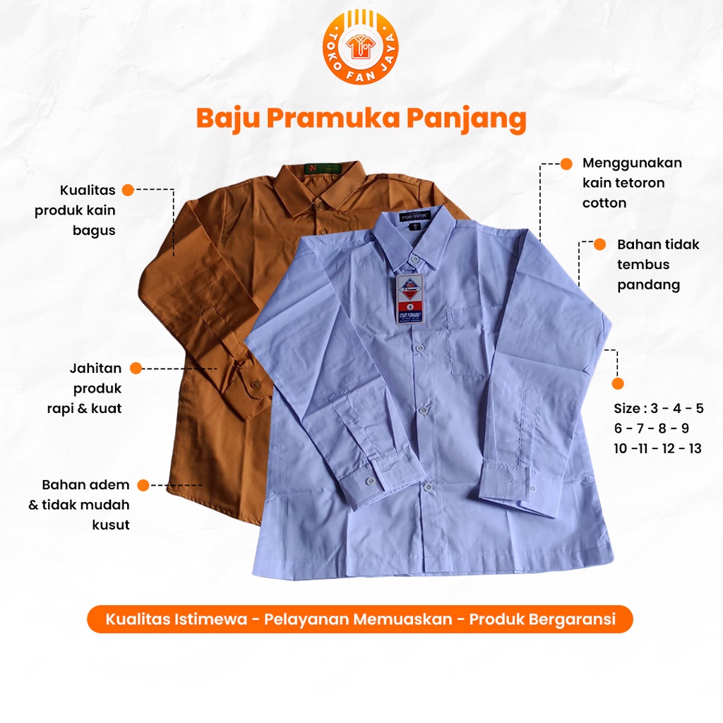 Seragam Sekolah SD SMP SMA Baju Lengan Panjang Polos Anak Laki Laki dan Perempuan School Uniform Gra