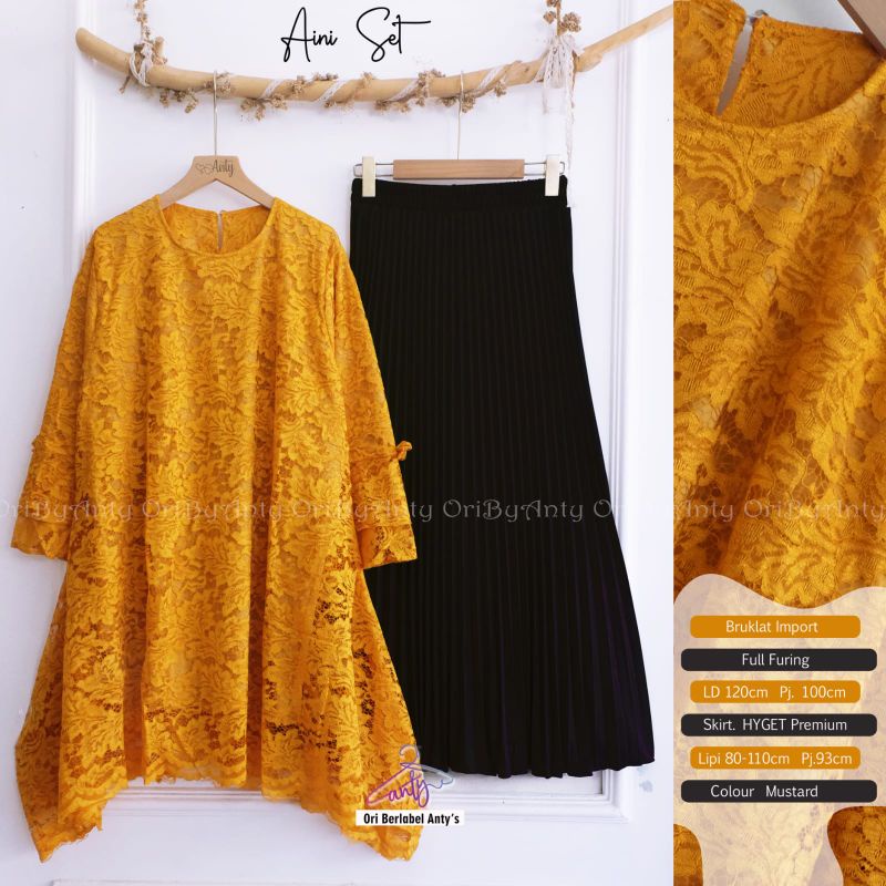 AINI SET/ SETELAN TUNIK ROK PLISKET PREMIUM ORI ANTY