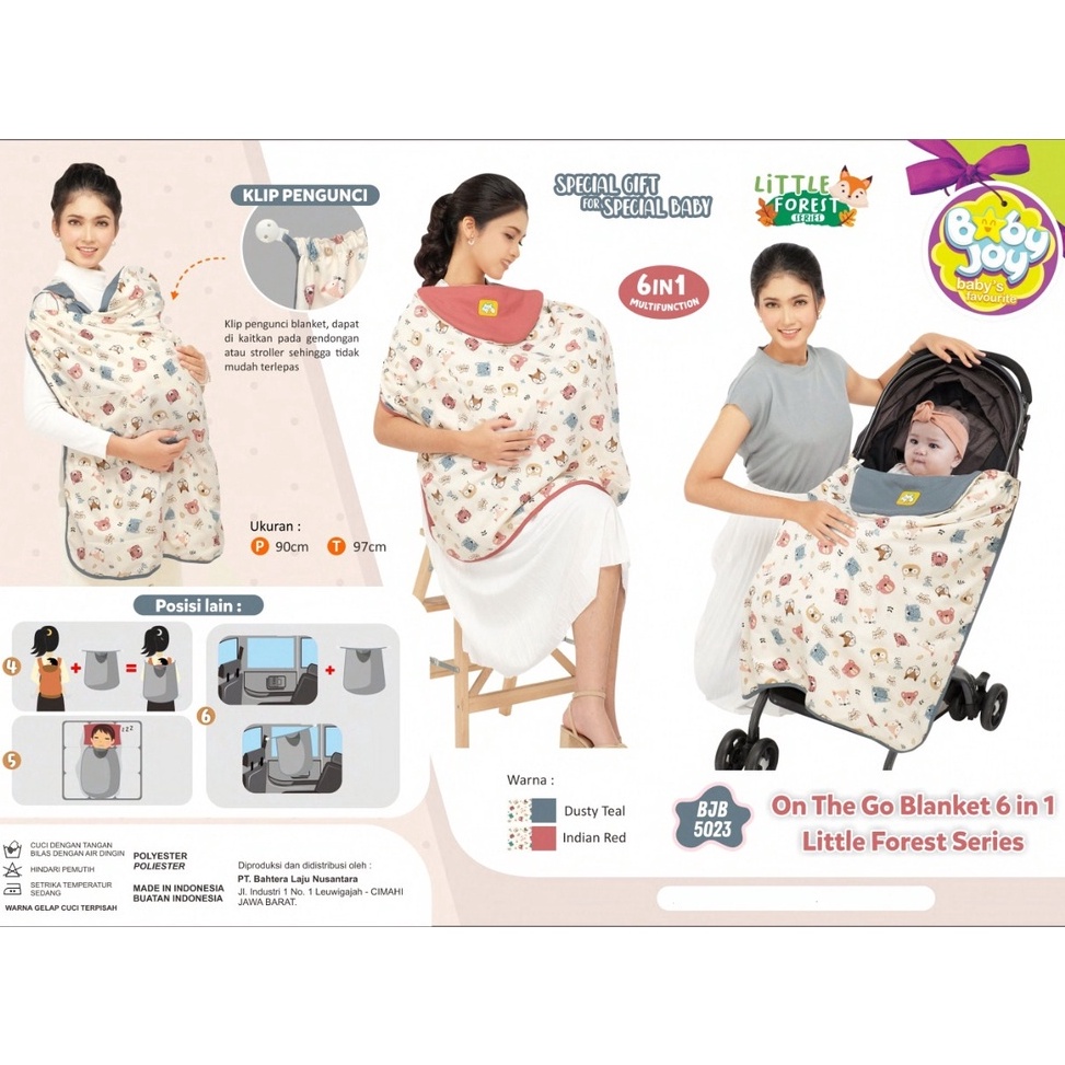 Klaim promo2y2Xm Baby Joy On The Go Baby Blanket Multifungsi 6 in 1 Selimut Little Forest Series - B