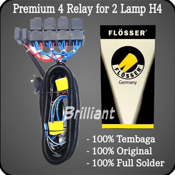 Kabel Set Relay Lampu - FLOSSER - 4 Relay / 2 Lampu - Terbaik 
