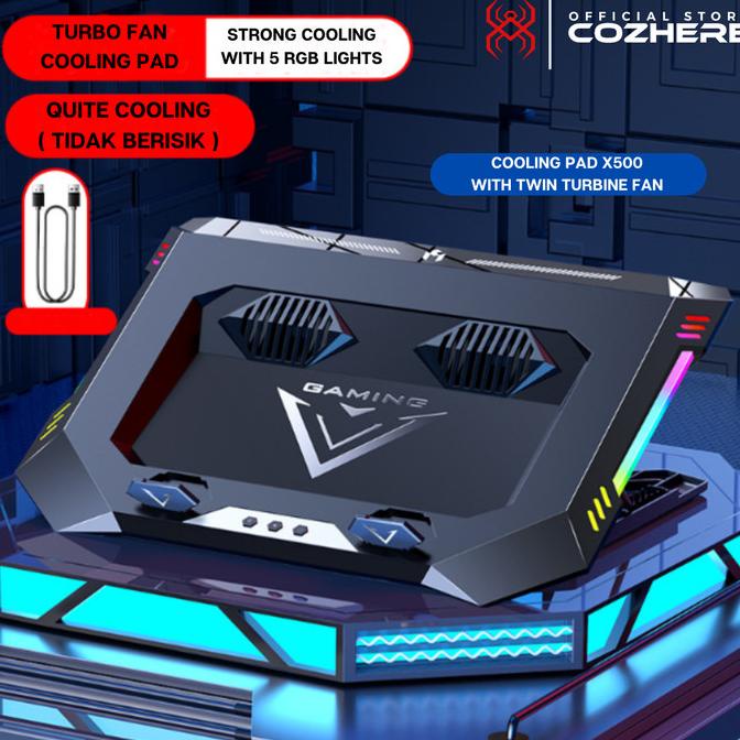 Cooling Pad Laptop Gaming Kipas Pendingin Laptop Turbocharged RGB LED