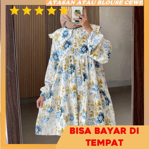 Baju Atasan Wanita Terbaru Jumbo Murah Bju Ruffle Bloise Lengan Panjang Blouse Wanita Terbaru 2023 K
