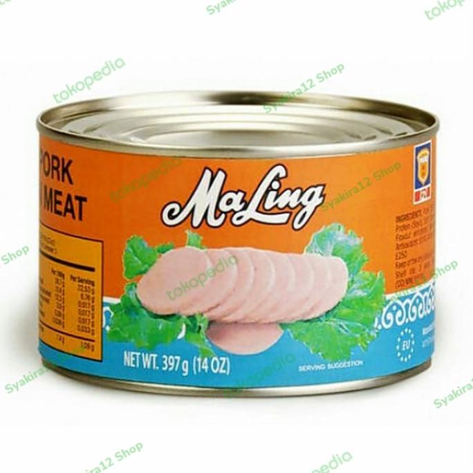 

] TTS MALING PORK LAMB MEAT maling canned PORK luncheon meat 397 gr